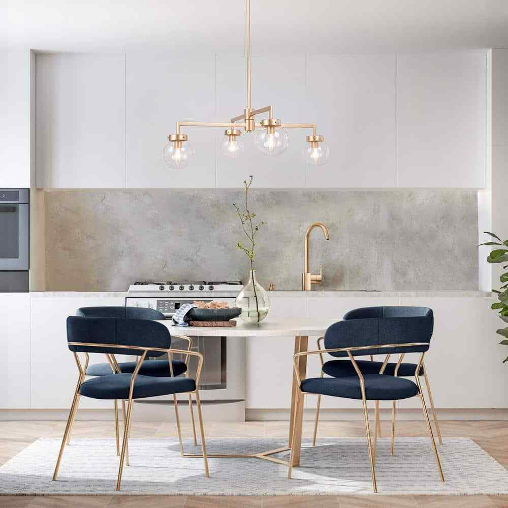 Uolfin Modern Gold Sputnik 4-Light Farmhouse Linear Globe Dining Room Chandelier