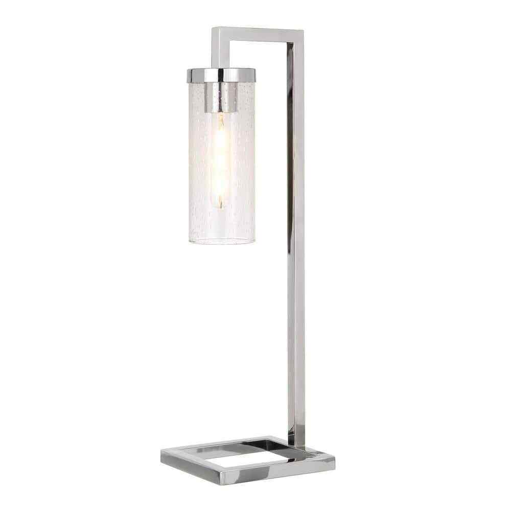 Meyer&Cross Malva 26 in. Polished Nickel Table Lamp with Seeded Glass Shade
