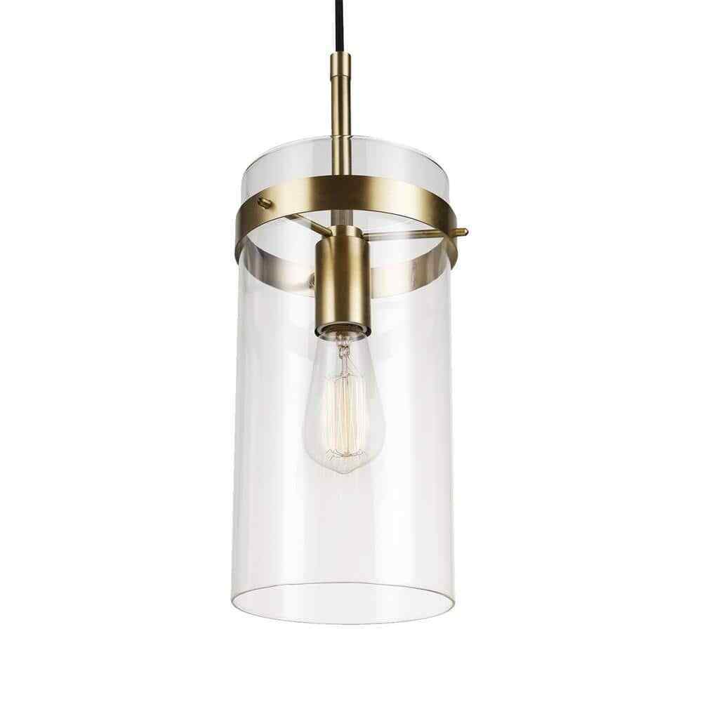 Globe Electric Connor 1-Light Brass Pendant Light with Clear Glass Shade