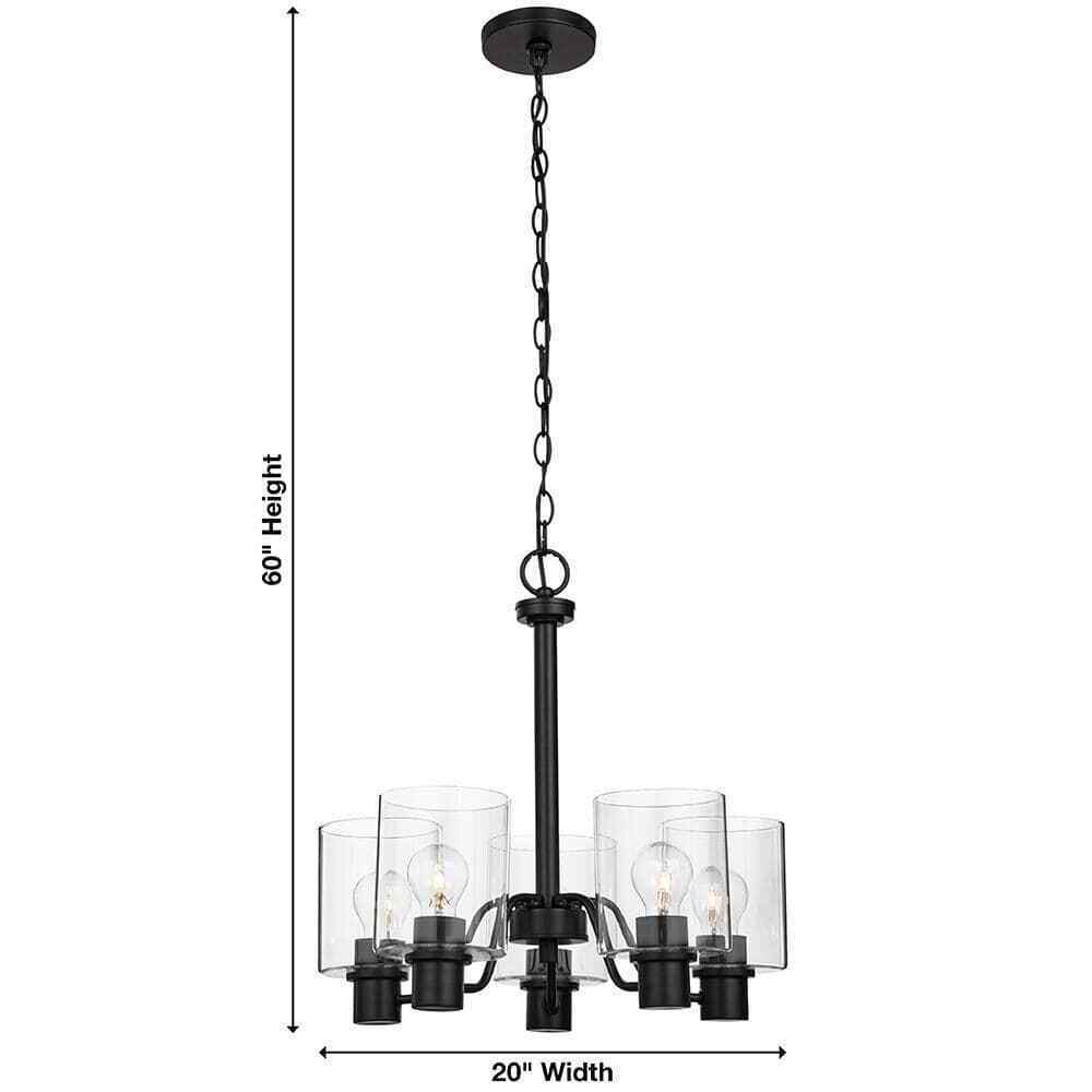 Hampton Bay Castleford 5-Light Satin Bronze Chandelier w/ Clear Glass Shades