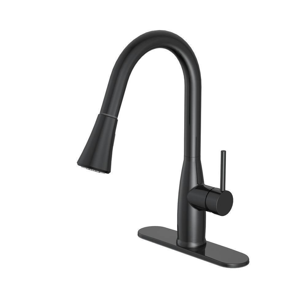 Cartway Single-Handle Pull-Down Sprayer Kitchen Faucet in Matte Black D001O