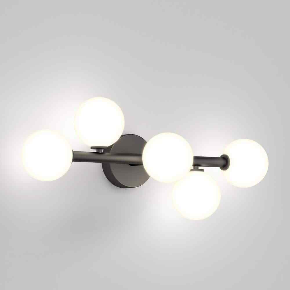 Artika Bloom 5-Light Black Modern LED Vanity Light Bar Bathroom Frosted Glass