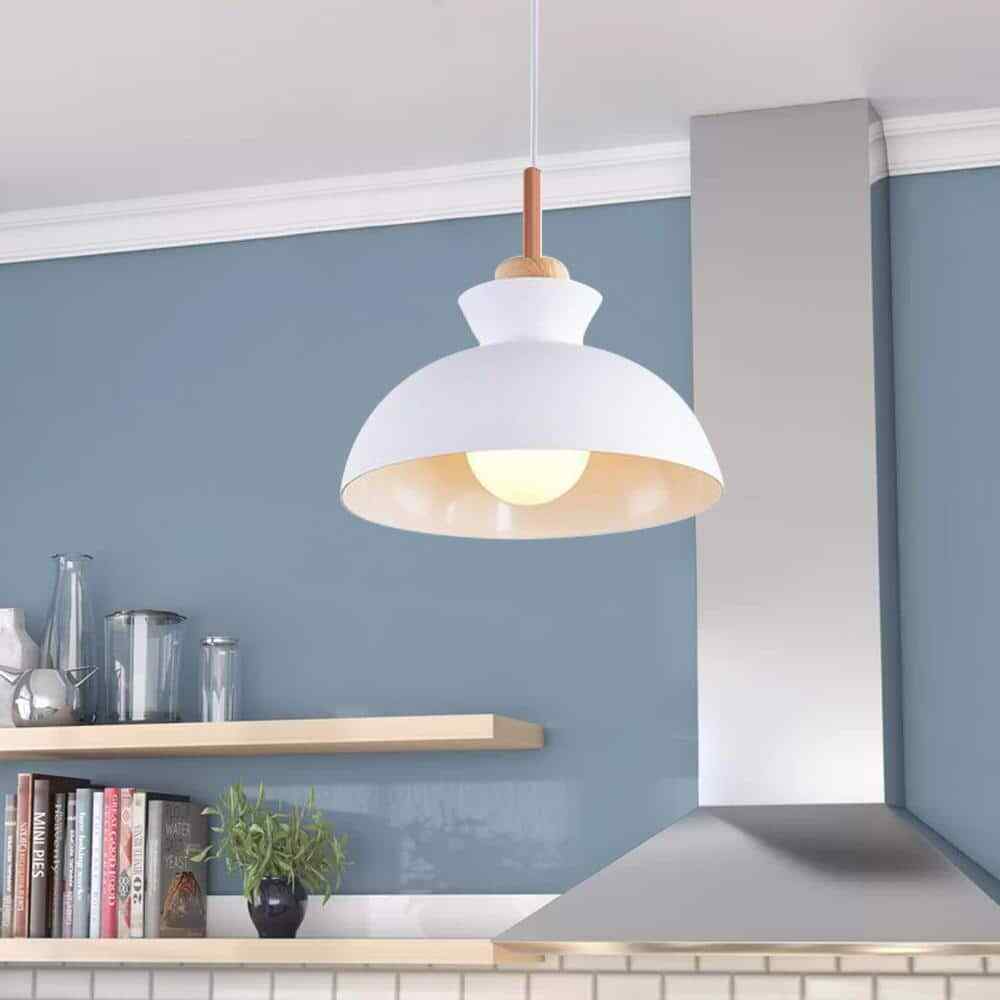 RRTYO Matisse 1 -Light White Single Dome Pendant with Metal Shade