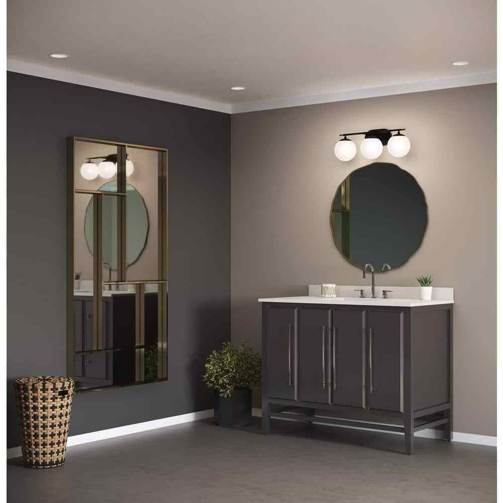 Progress Lighting Hartnett 8 in. 3-Light Matte Black Vanity Light