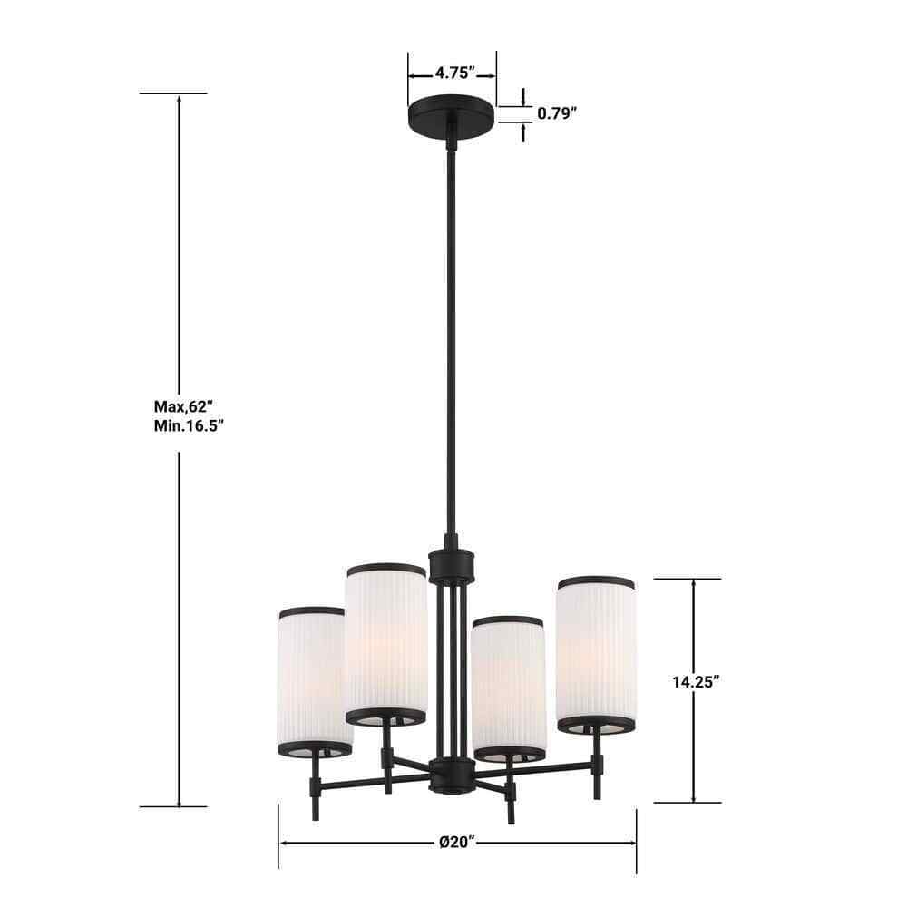 GLUCKSTEINELEMENTS Ashbury 4-Light Black Chandelier 38683-HBCB