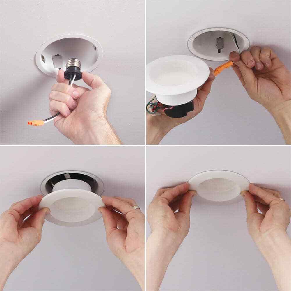 Halo 4 in. Selectable CCT Recessed Light Dimmable Retrofit Trim 4-Pack