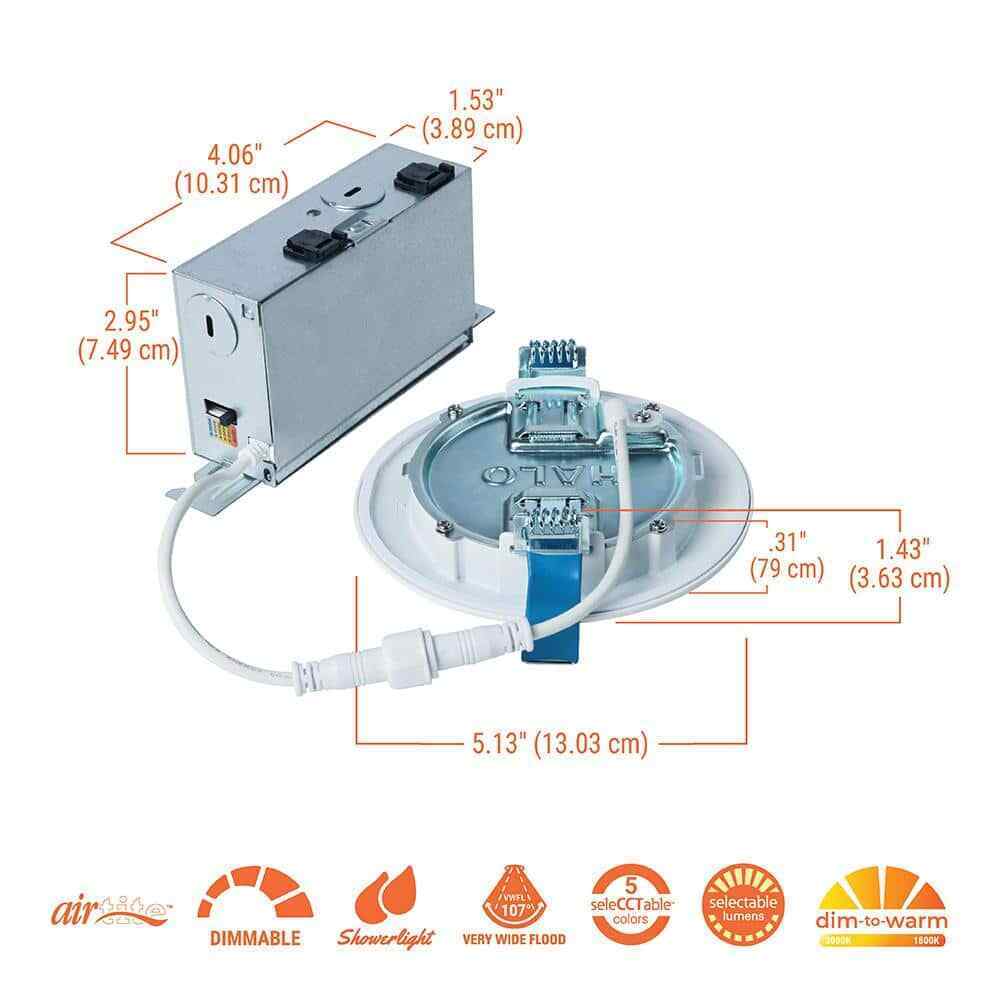 HALO HLBC 4 in. Ultra-Slim Regressed LED Downlight Selectable CCT w/ D2W Option