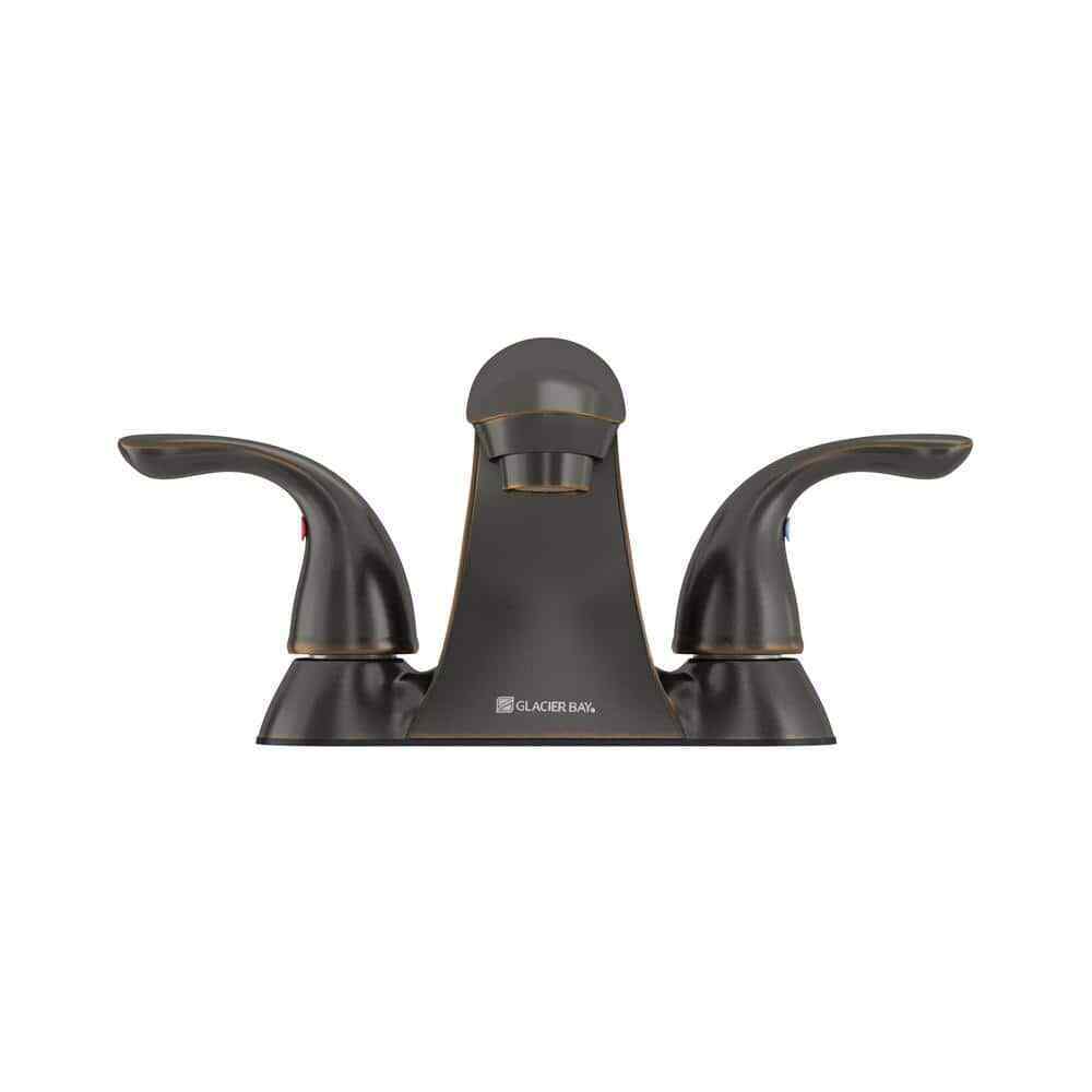Glacier Bay Builders 4 in. Centerset Double Handle Low-Arc Bathroom Faucet