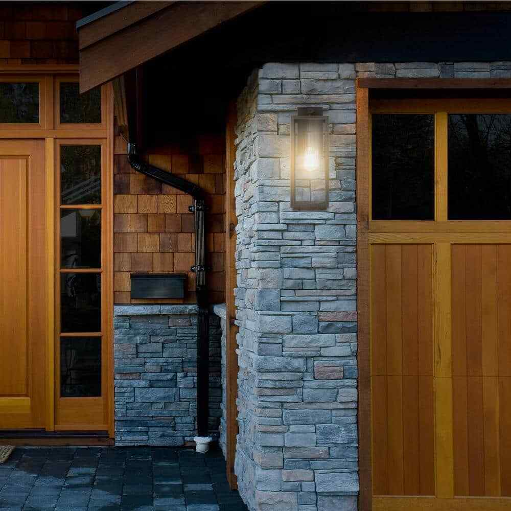Globe Electric Bowery 1-Light Bronze Hardwired Outdoor Indoor Wall Lantern Sconc