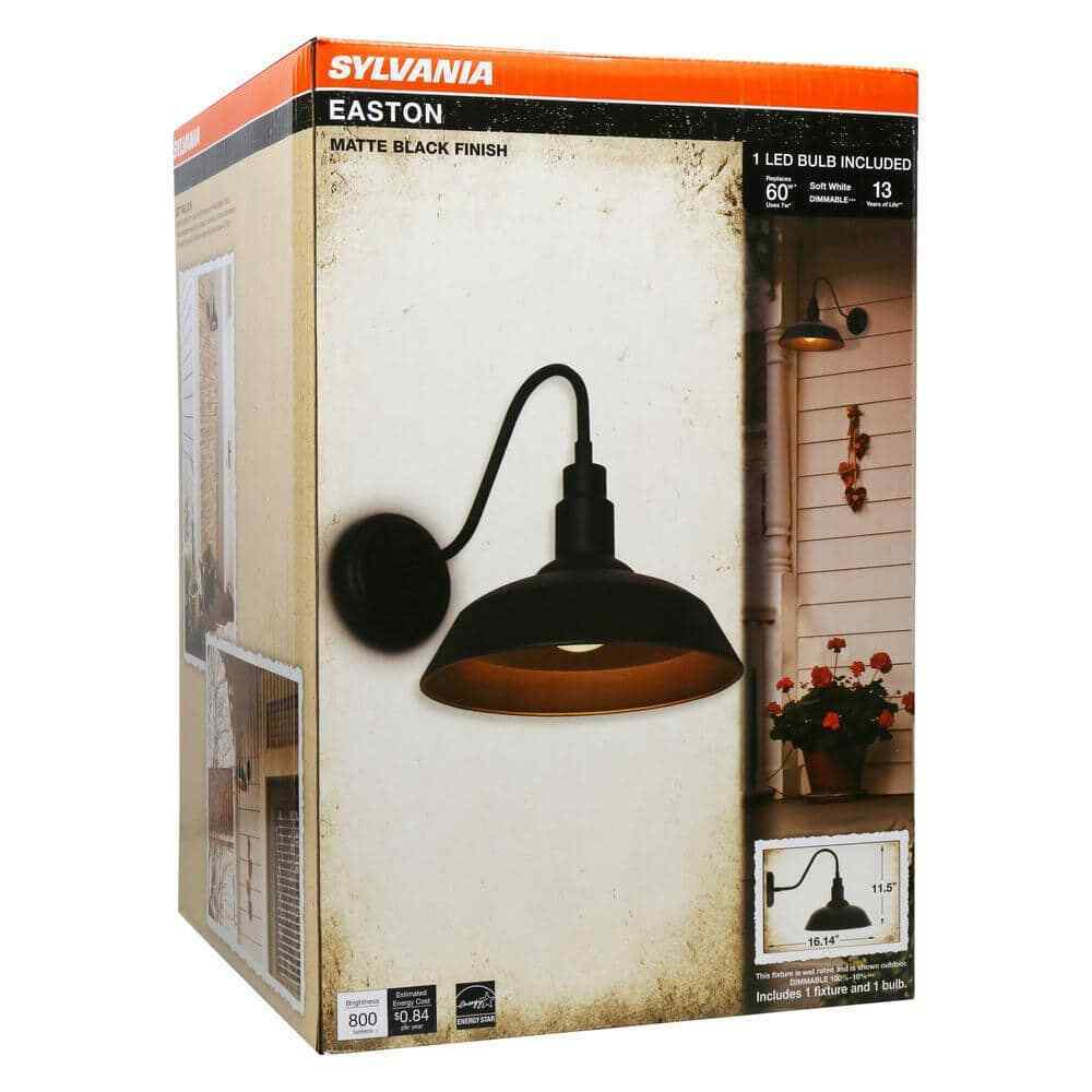 Sylvania Easton 11.5 in. Single Bulb Antique Black Outdoor Barn Light Sconce