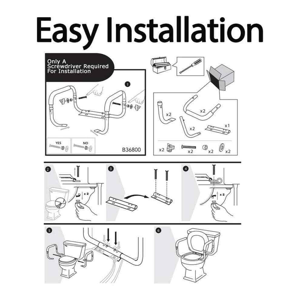 Glacier Bay Toilet Support Rail Adjustable Grab Bar FGB368GB THD