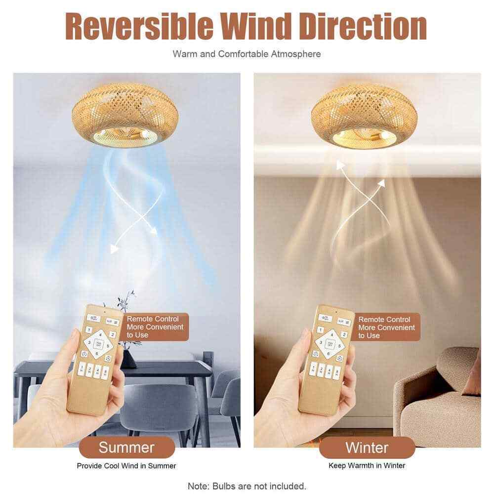 OUKANING 20 in. Gold Farmhouse 6-Speed Reversible Wind Direction Ceiling Fan