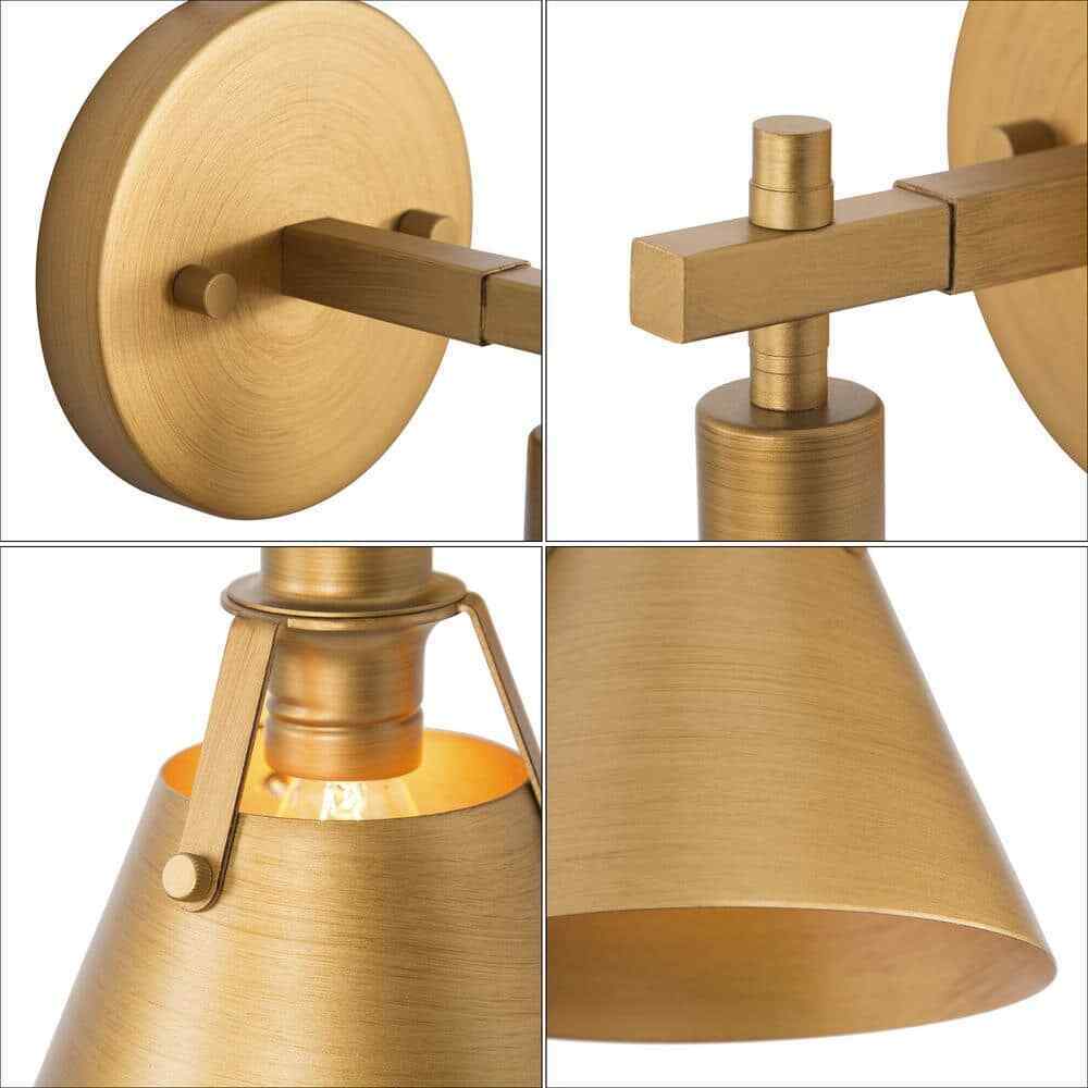 LNC Brushed Gold 6 in.1-Light Vintage Wall Light with Metal Bell Shade 2-Pack