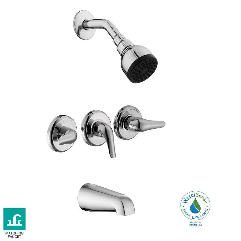 Glacier Bay Aragon Triple Handle 1-Spray Tub and Shower Faucet 1.8 GPM in Chrome