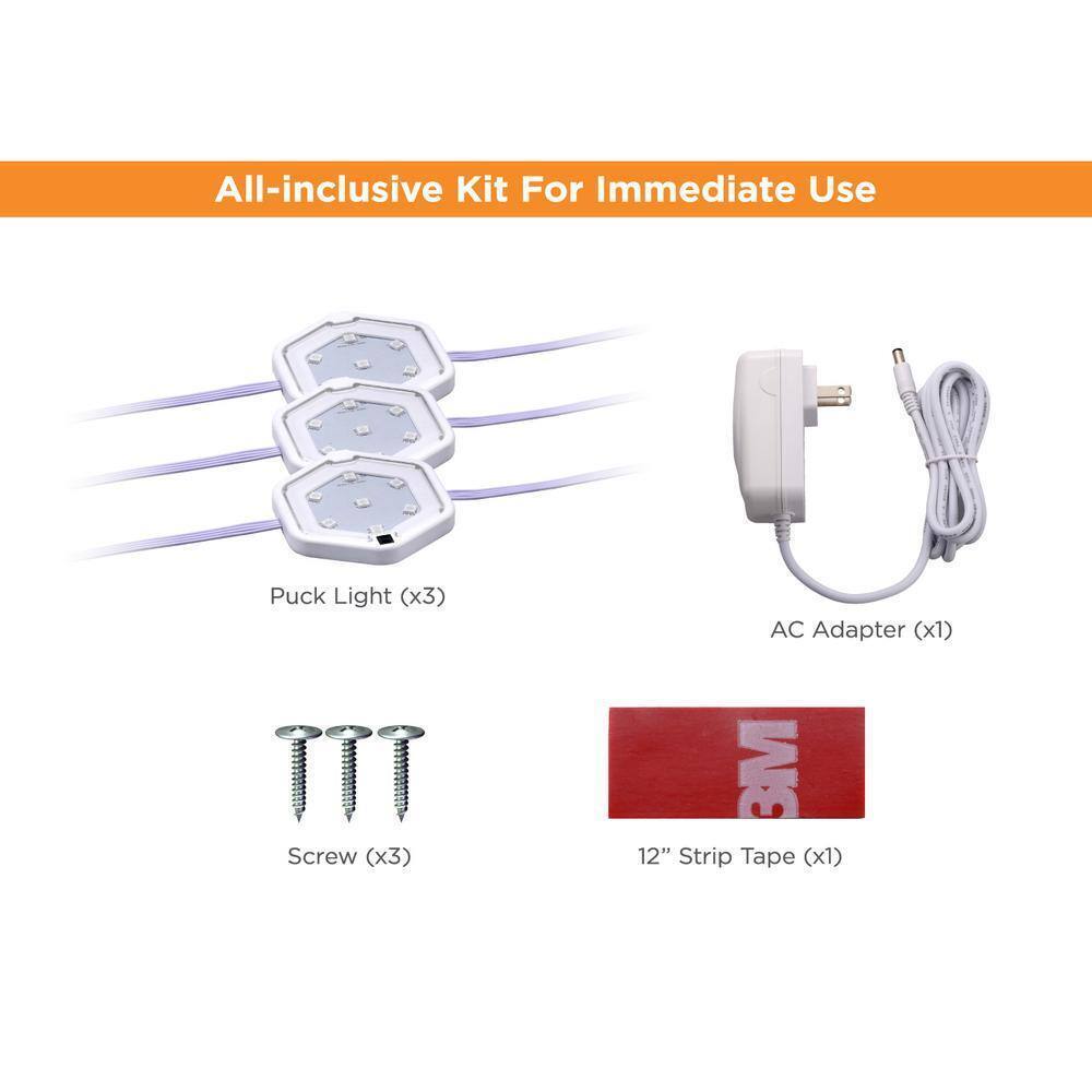 BLACK+DECKER LED Warm White Puck Light Kit 3-Pack LEDUC-PUCK-3WK