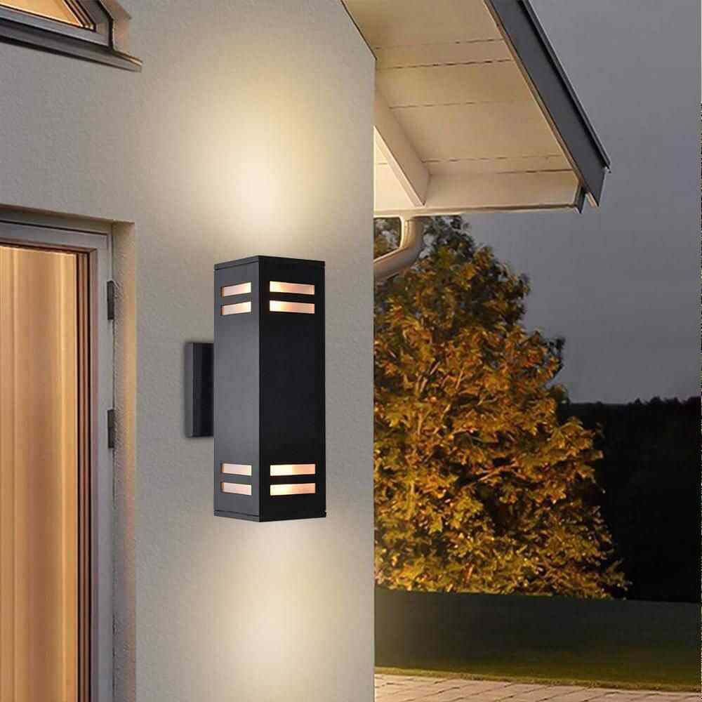 RRTYO 2-Light Matte Black Outdoor Waterproof Wall Lantern Exterior Sconce