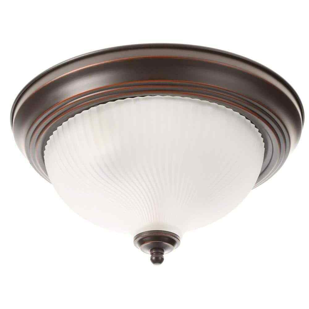 Hampton Bay 11 in. 2-Light Oil-Rubbed Bronze Flush Mount w/ Frosted Swirl Glass