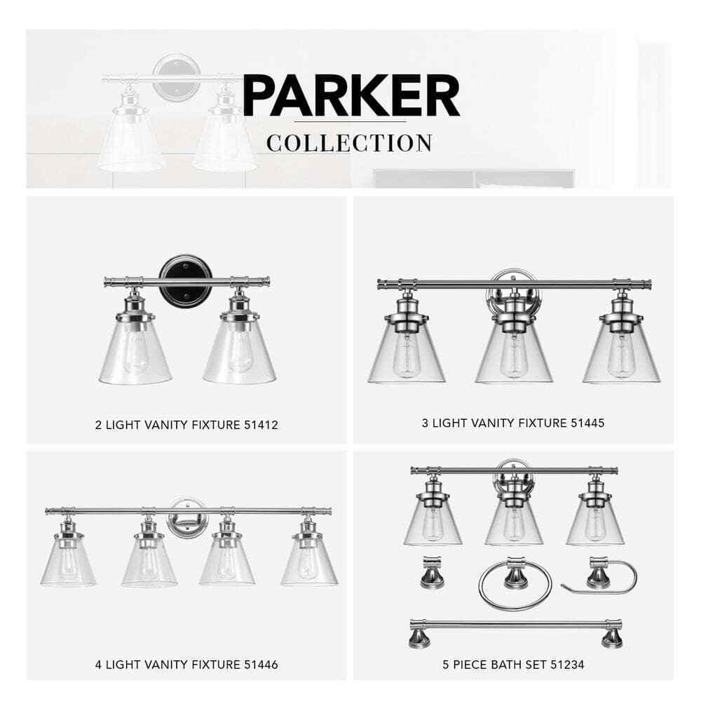 Globe Electric Parker 4-Light Chrome Vanity Light with Clear Glass Shades 51446