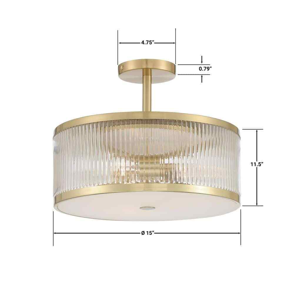 GLUCKSTEINELEMENTS Ashbury 3-Light Brushed Brass Semi Flush Mount 38677-HBC