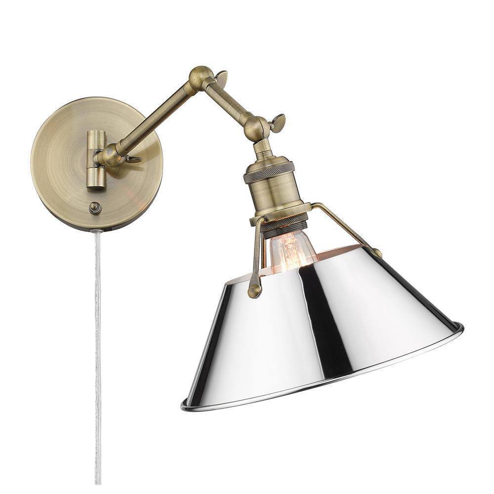 Golden Lighting Orwell 9 in. Aged Brass Sconce 3306-A1W AB-CH