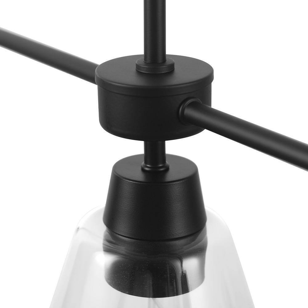 Hampton Bay Granby 3-Light Matte Black Linear Chandelier with Glass Shades