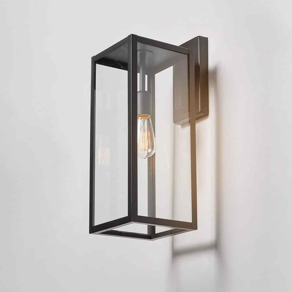 Hampton Bay Hurley 19.25 in. Matte Black Farmhouse Outdoor 1-Light Wall Sconce