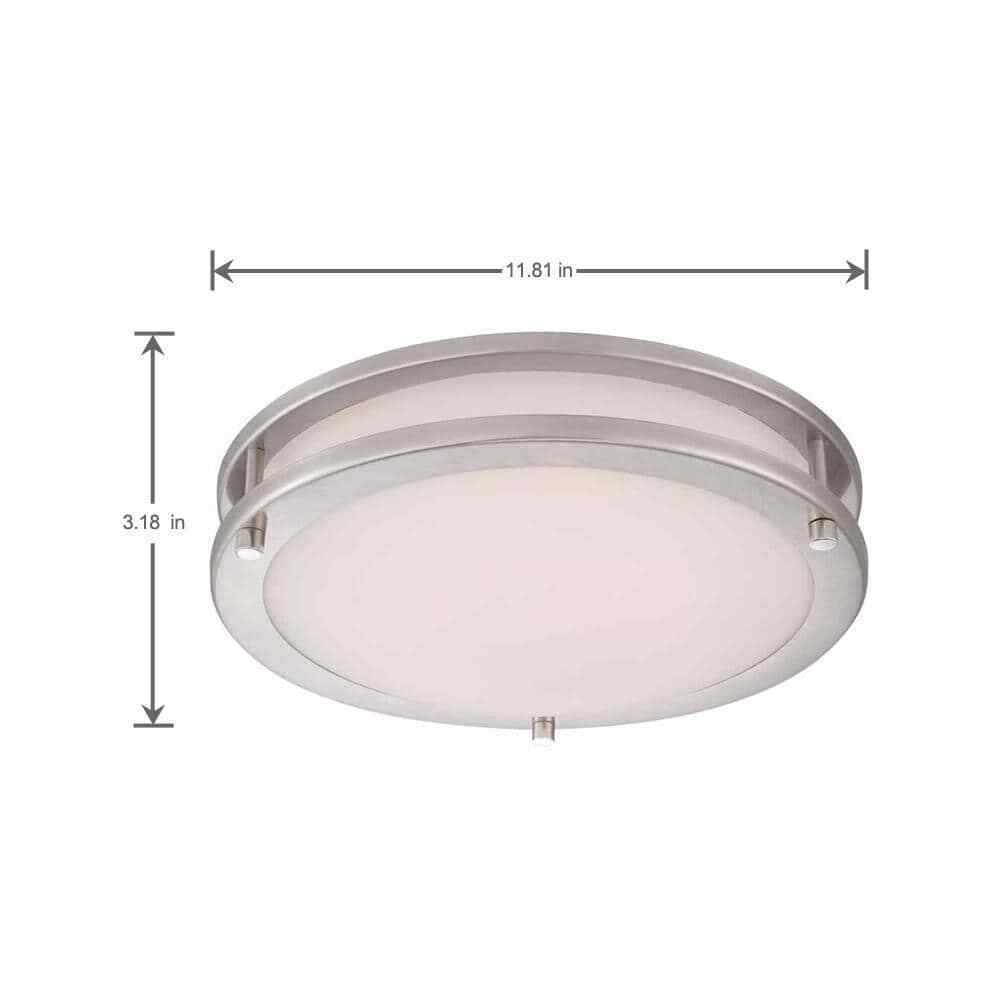 Hampton Bay Flaxmere 11.8 in. Brushed Nickel LED Flush Mount Ceiling Light