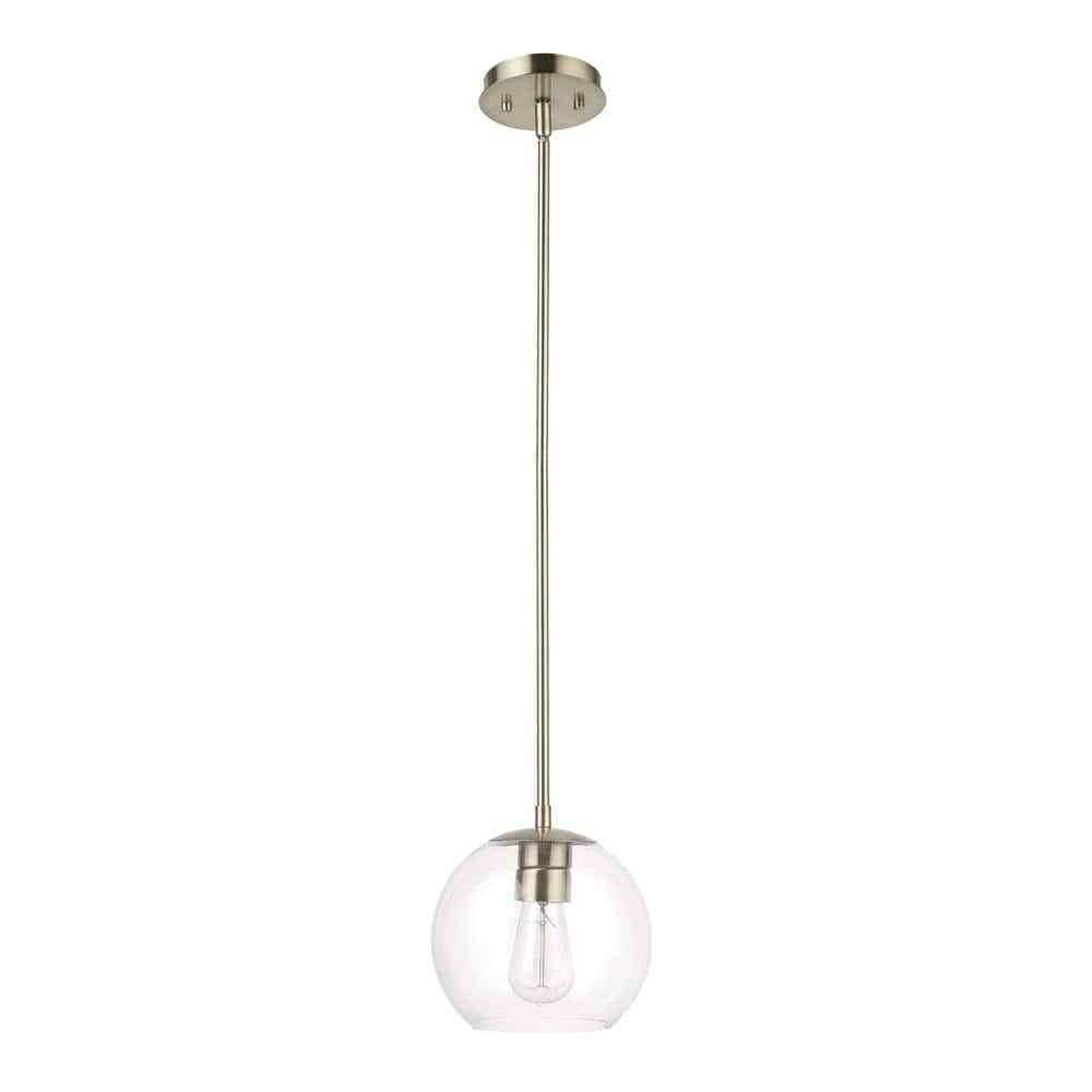 Globe Electric Vivienne 1-Light Brass Pendant Light with Clear Glass Shade 60871
