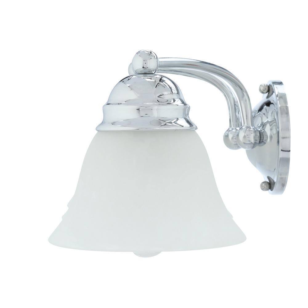 SATCO 3-Light Polished Chrome Vanity Light with Alabaster Glass Bell Shades