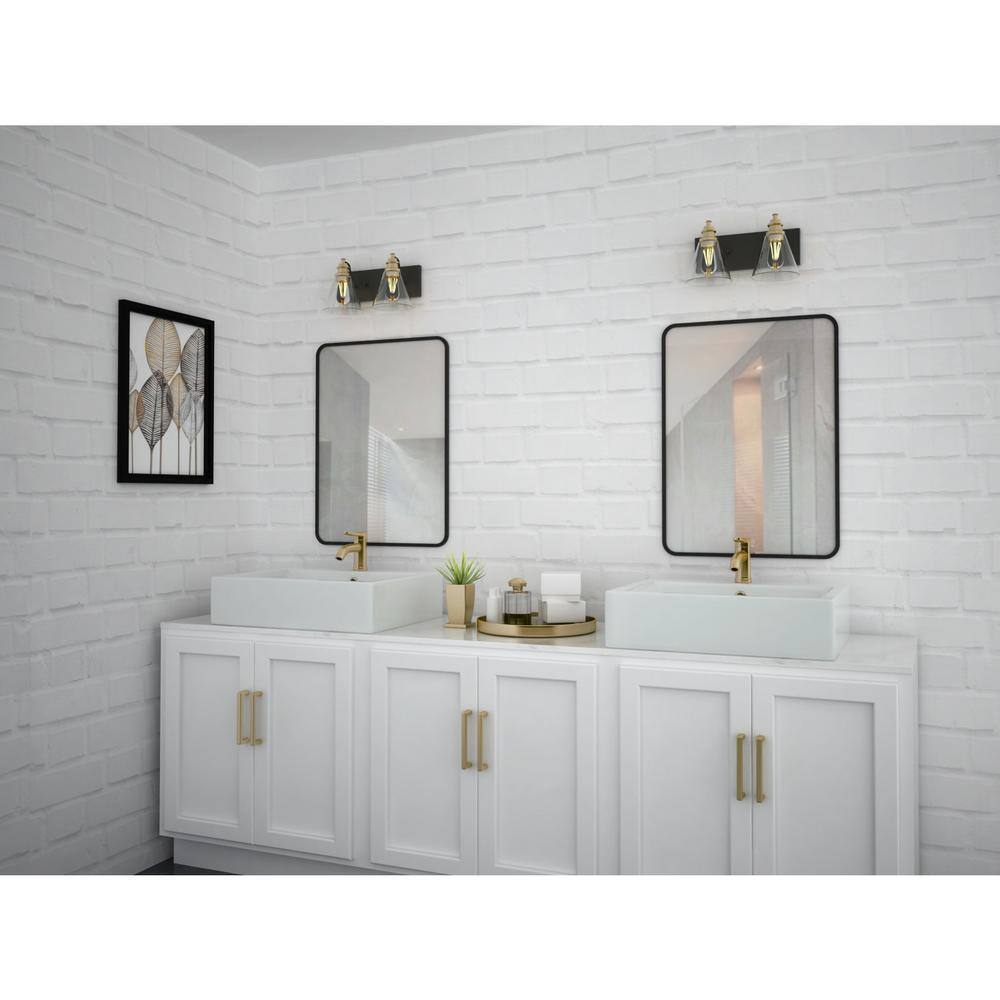 Hampton Bay Manor 15.3 in. Matte Black Vanity w/ Brass Accents and Clear Glass