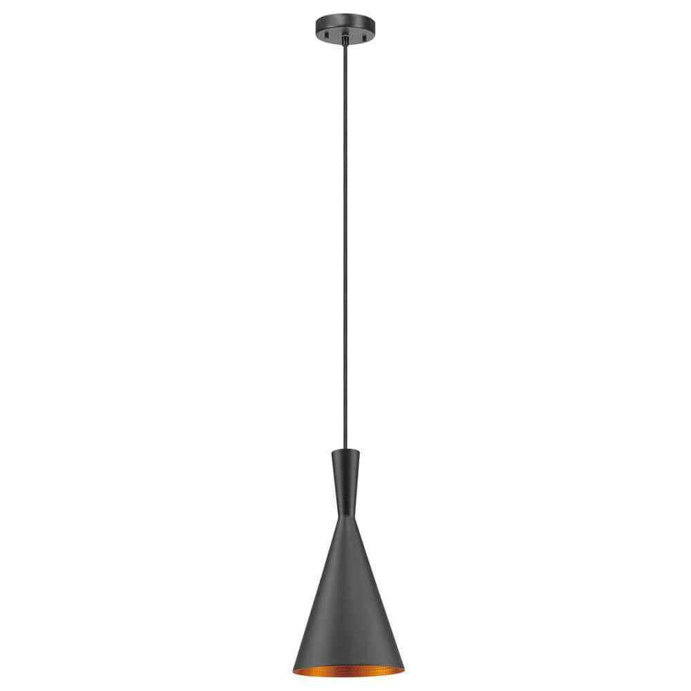 Globe Electric Mira 1-Light 63 in. Matte Black and Gold Hourglass Pendant 63873