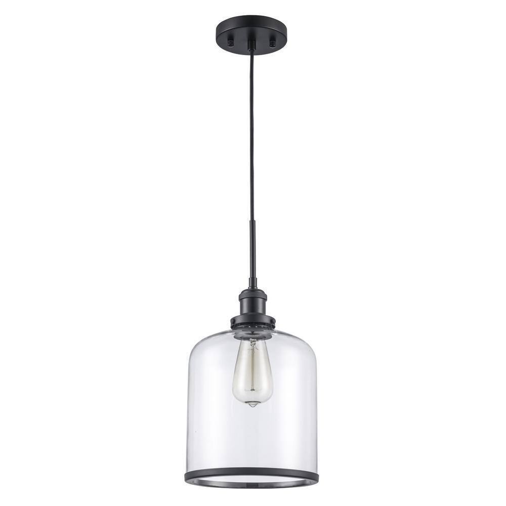 Bel Air Lighting Dorina 1-Light Black Mason Jar Hanging Kitchen Pendant Light