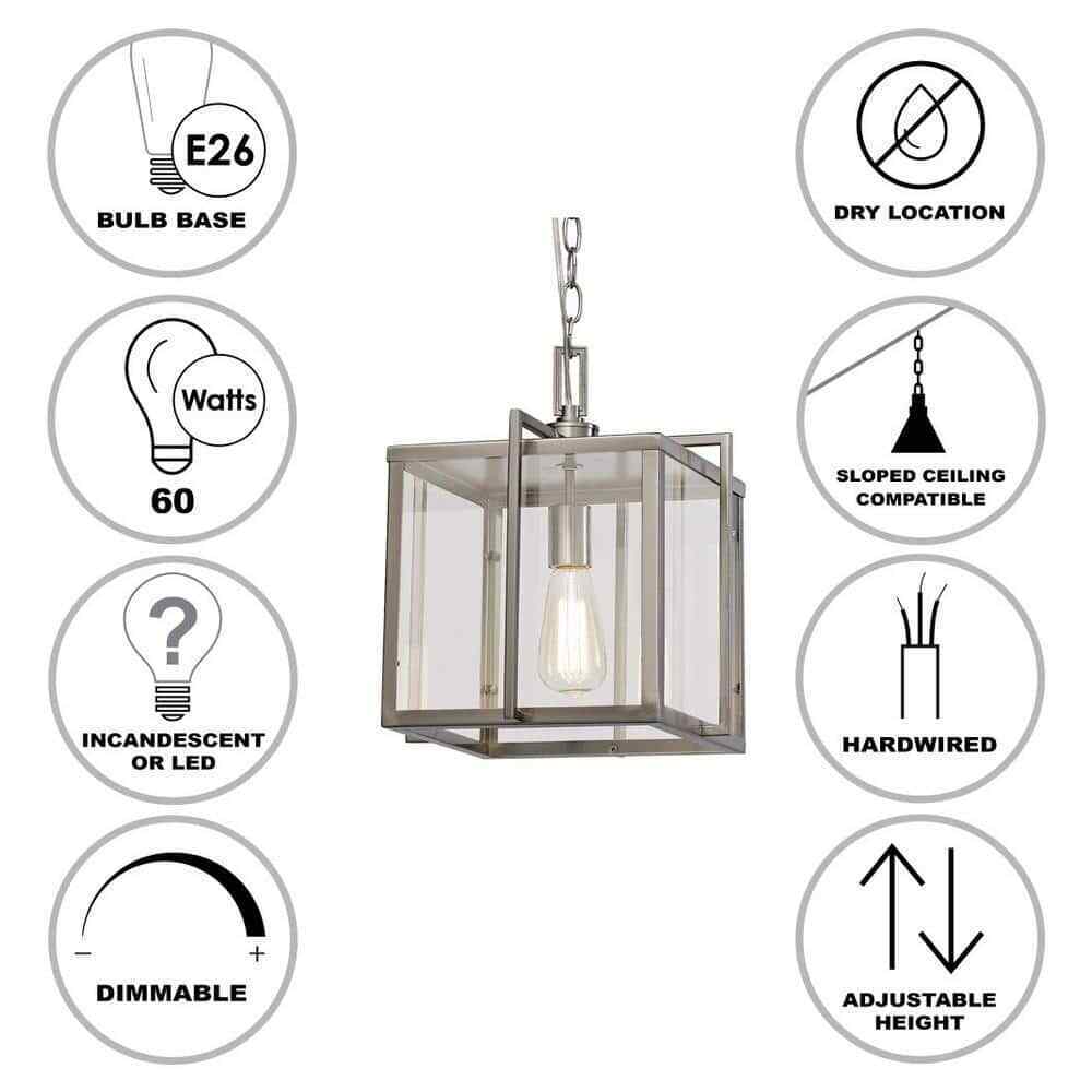Bel Air Lighting Eastwood II 10 in. Brushed Nickel Mini Pendant Light Fixture