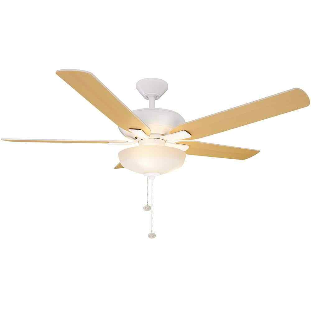 Hampton Bay Holly Springs 52 in. LED Indoor Matte White Ceiling Fan w/ Light Kit