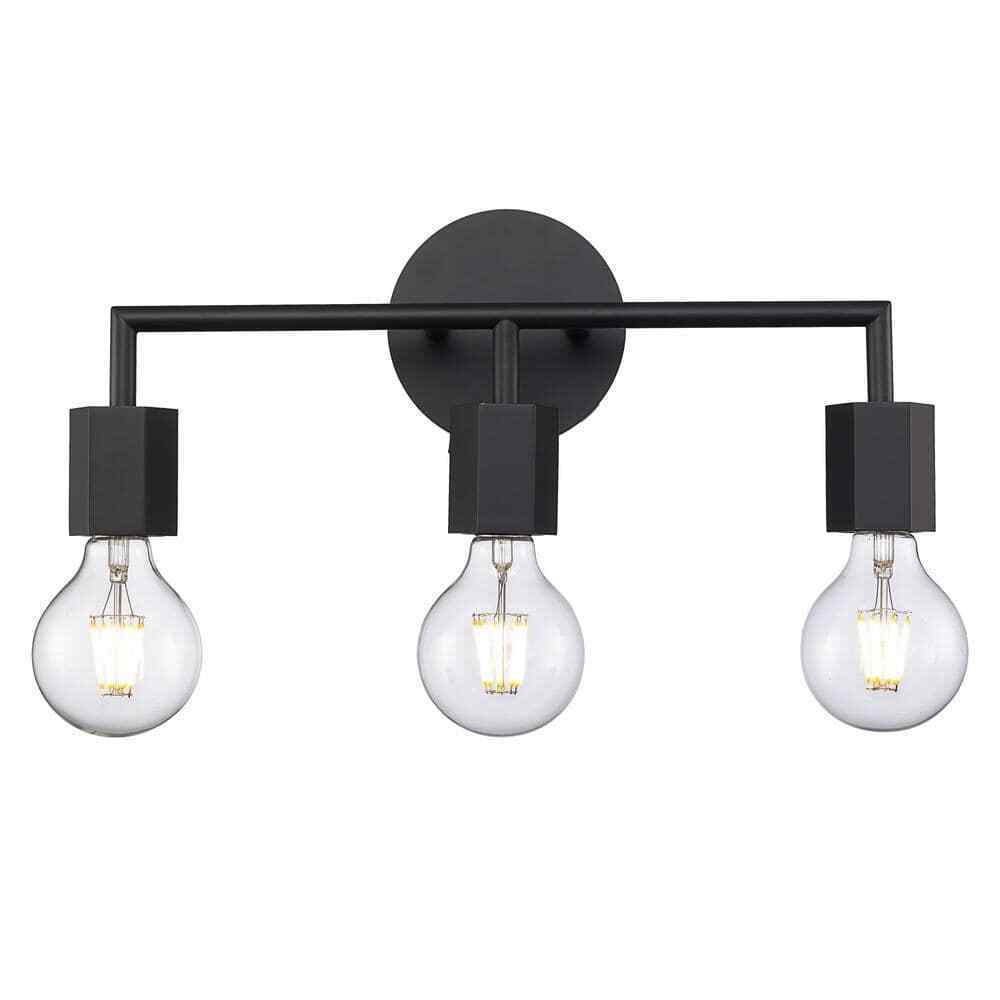 Bel Air Lighting Placerville 16 in. 3-Light Black Bathroom Vanity Light Fixture