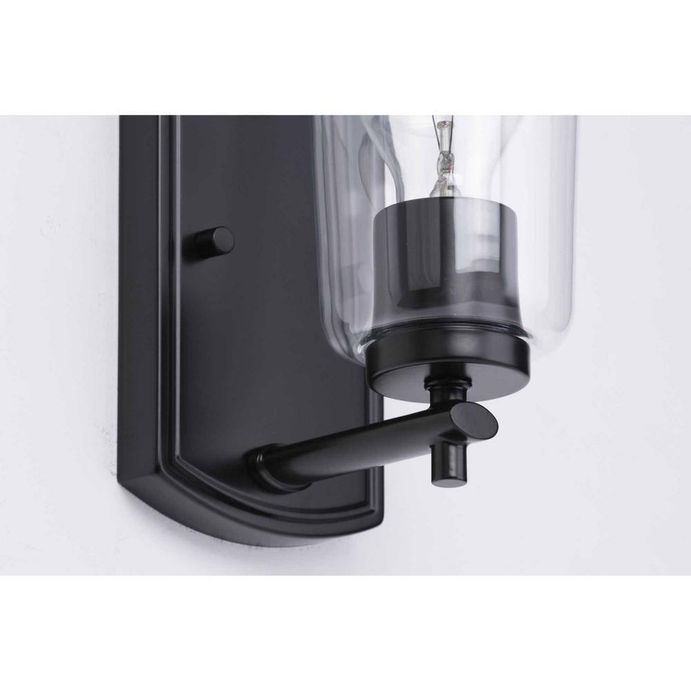 Progress Lighting Adley Collection Matte Black Clear Glass Bath Vanity Light