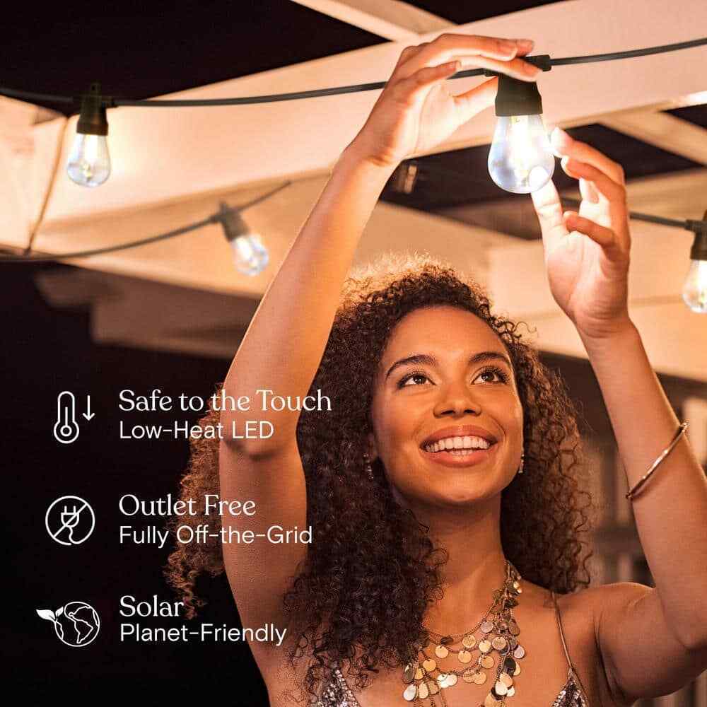 Brightech 15-Light 48 ft. Solar Edison Bulb Ambience Pro LED String Light 3000k