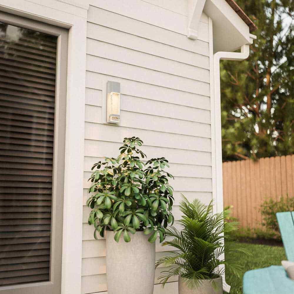 Hampton Bay Caroline Modern 1-Light Silver LED Outdoor Wall Lantern Sconce