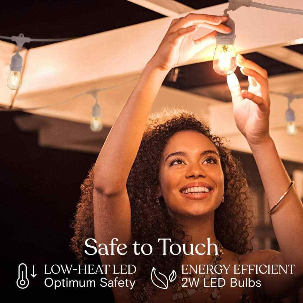 Brightech Ambience Pro White 15-Light 48 ft. LED S14 Edison Bulb String-Light
