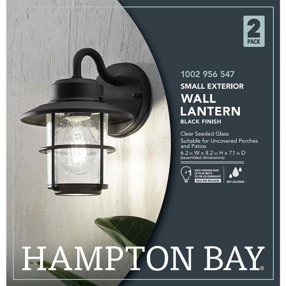 Hampton Bay 1-Light Black Outdoor Wall Lantern Sconce 2-Pack JBO1691A-4