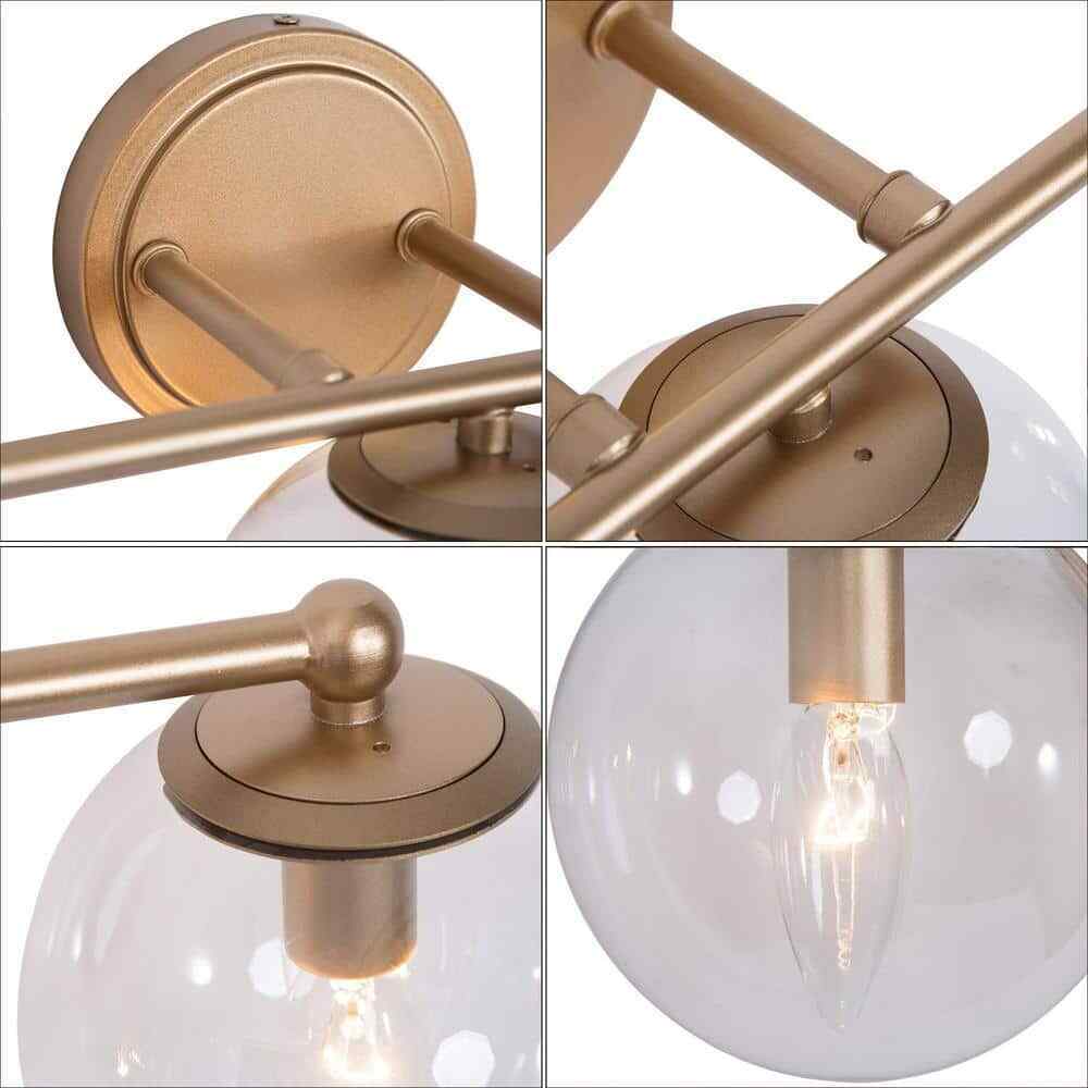 Uolfin Naomi 3-Light Brass Gold Round Powder Room Wall Sconce Light