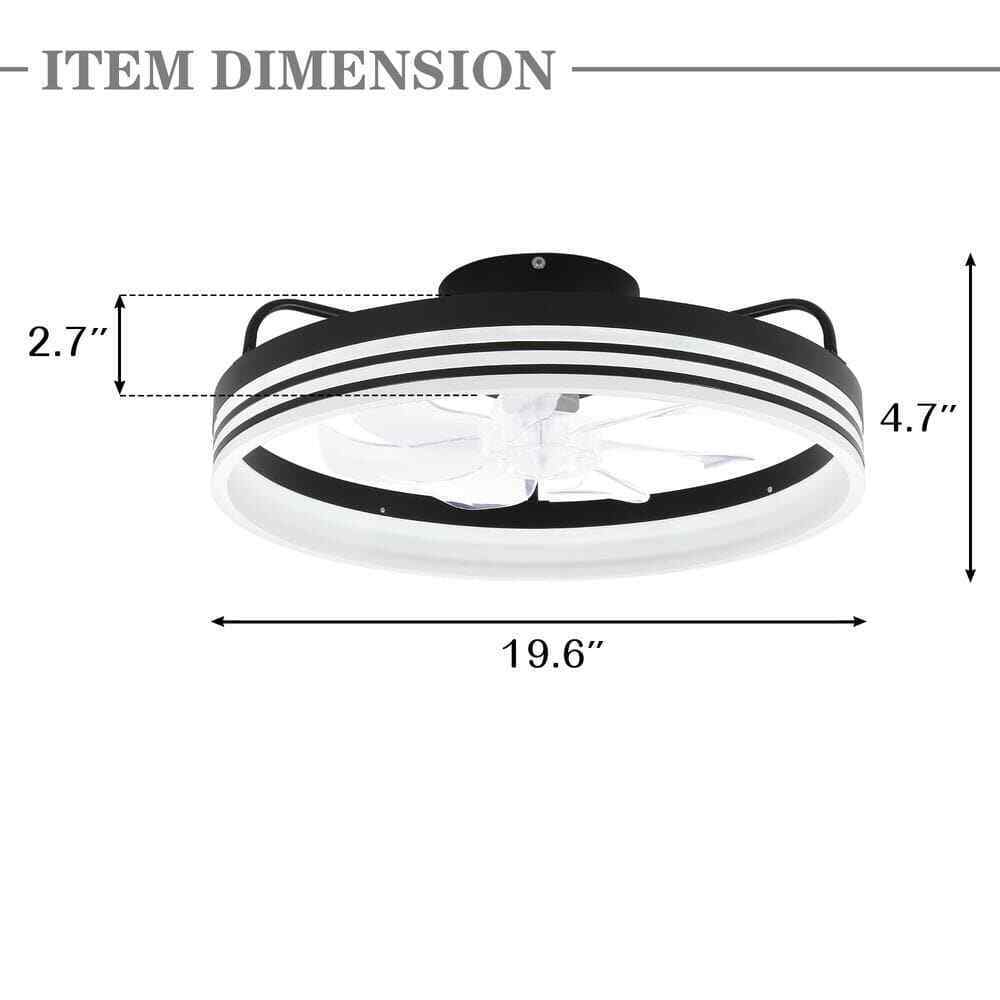 Bella Depot LED Indoor Flush Mount Black Ceiling Fan Dimmable Light Remote App