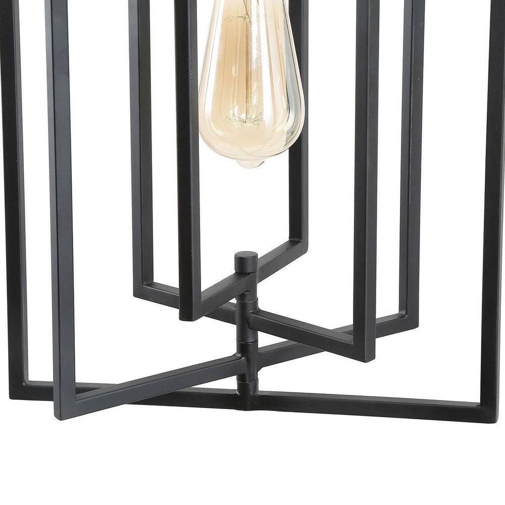 Uolfin 1-Light Black Geometric Light Fixture for Kitchen Island with Swing Frame