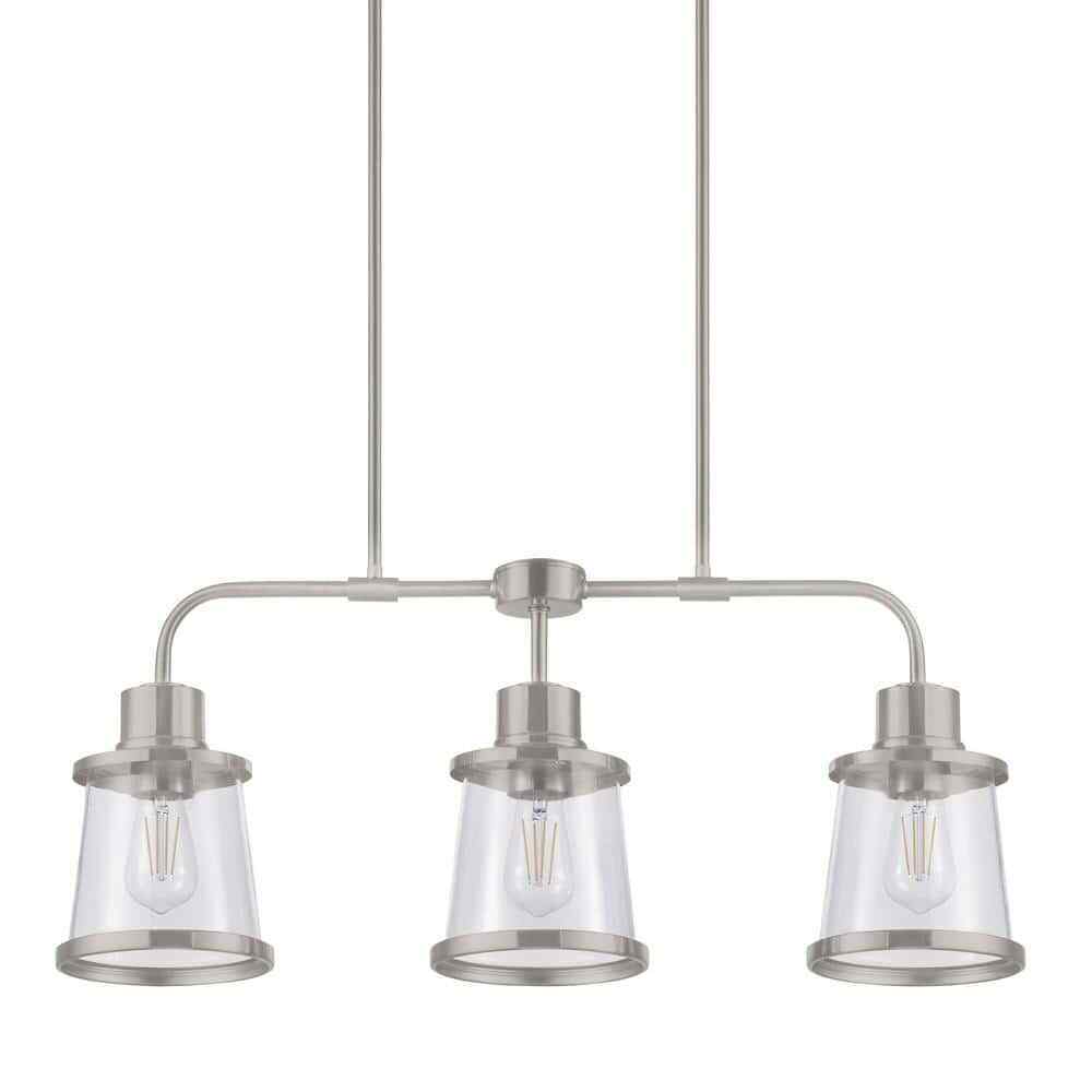 Hampton Bay Rigby 3-Light Brushed Nickel Linear Dining Room Chandelier