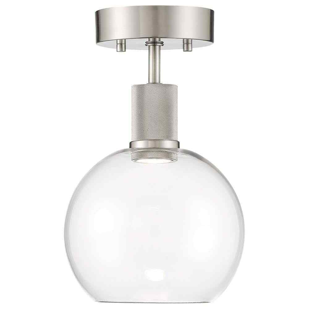 Access Lighting Port Nine 7.5 in. 1-Light Brushed Steel LED Semi-Flush Mount