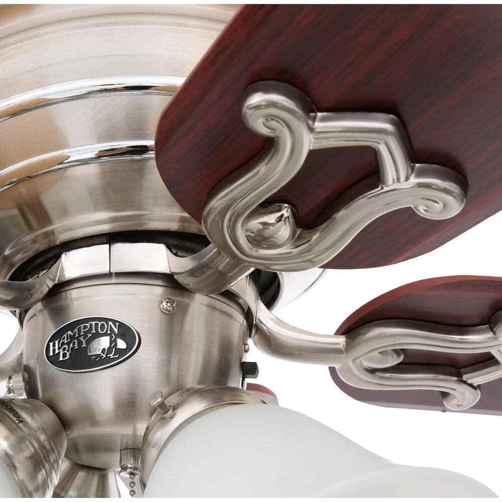 Hampton Bay Carriage House 52 in. Indoor LED Brushed Nickel Ceiling Fan