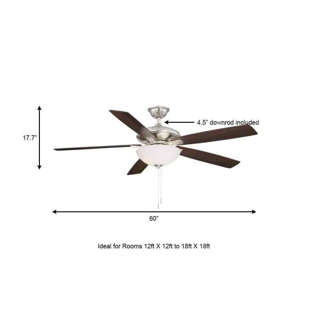 Hampton Bay Abbeywood 60 in. LED Brushed Nickel Ceiling Fan With Light Kit