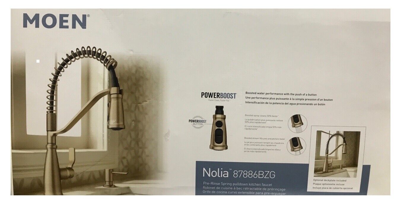MOEN Nolia Single-Handle Spring Pulldown Sprayer Kitchen Faucet Bronzed Gold