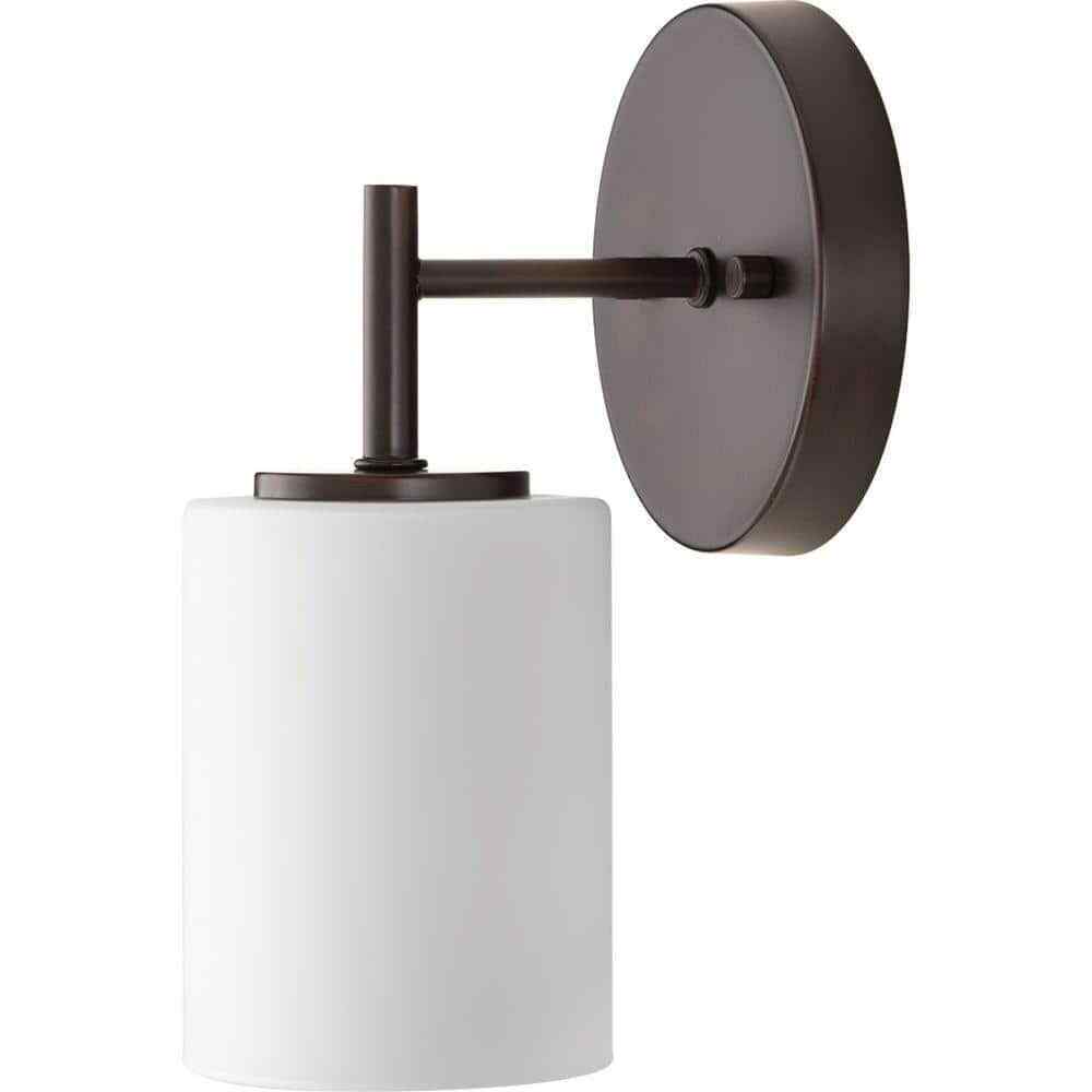 Progress Lighting Replay 5-1/4 in. Bronze Etched White Glass Vanity Wall Light