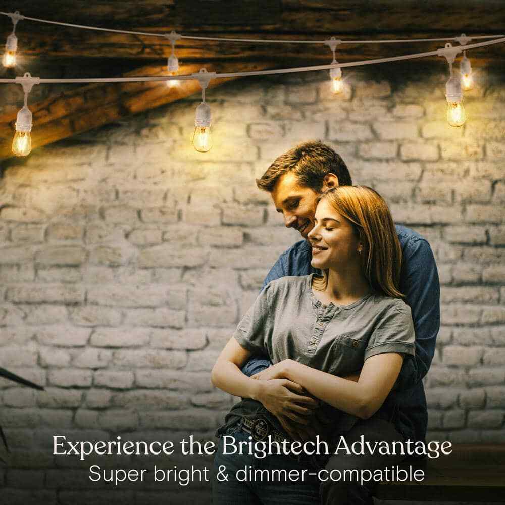 Brightech Ambience Pro White 15-Light 48 ft. LED S14 Edison Bulb String-Light